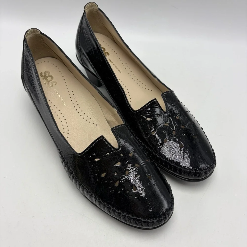 SAS Sonyo Black Patent Leather Dress Pumps Womens 8 M Heel Shoe Comfort